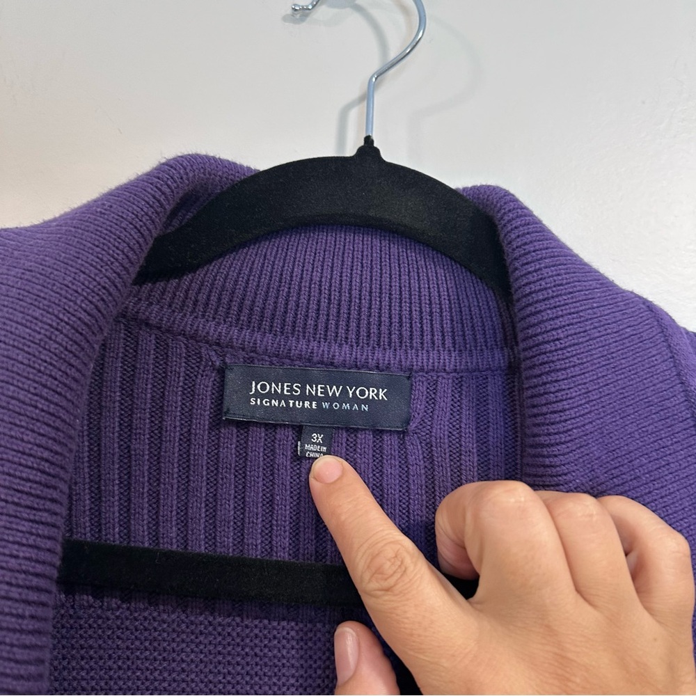 JONES NEW YORK SIGNATURE WOMAN Jacket Purple Cotton Blend Cardigan Size 3X - Picture 4 of 7